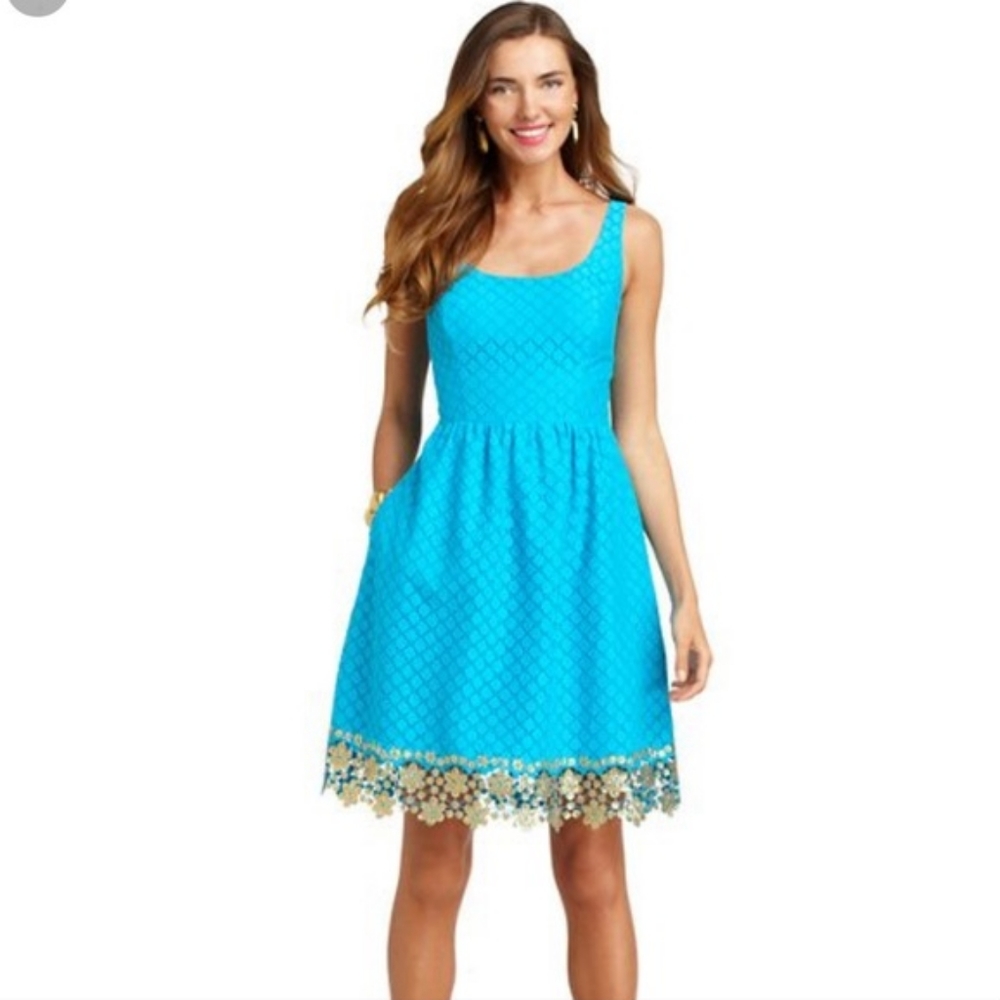 SALE! Lilly Pulitzer Java Dot Lace Turquoise Sequin Dress